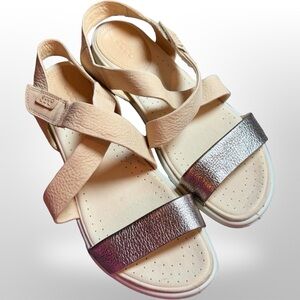 ECCO Damara Crisscross Gladiator Sandals ✨ Grey Metallic Comfort Leather SZ. 8